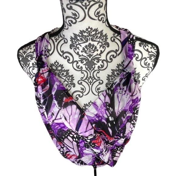 INC BLOUSE SLEEVELESS PURPLE FLORAL V-NECK WOMENS PETITE XL - Picture 3 of 9